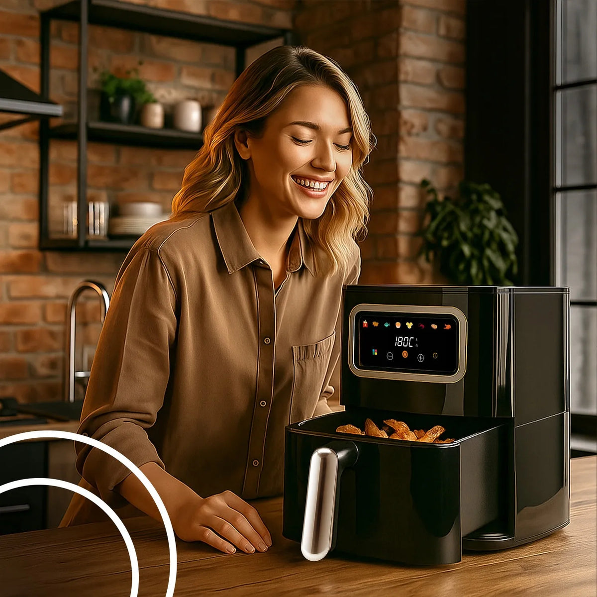 Karšto oro gruzdintuvė RETOO Air Fryer 1450W, 5,5 l, 8 programų