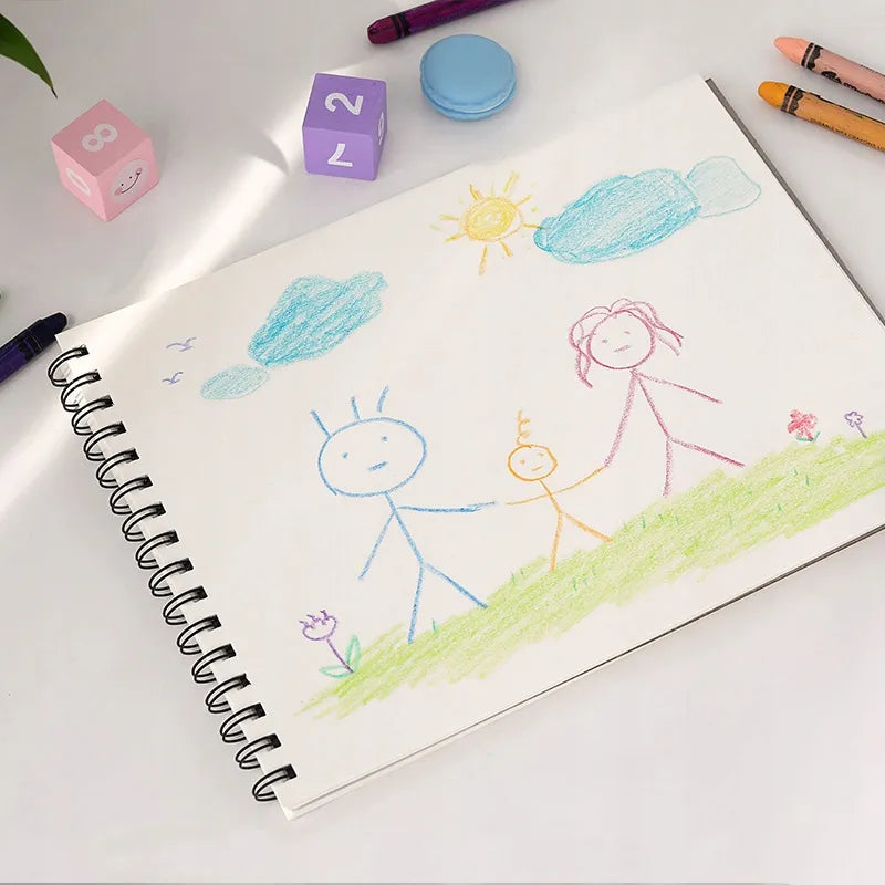 KD Art Studio A4 eskizų bloknotas vaikams, piešimui ir žymekliams, spiralinis