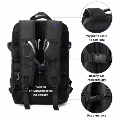 Keliaujamoji kuprinė į lėktuvą 40x30x20 USB-C