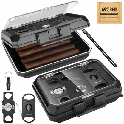 Keliaujantis cigarų humidoras 5 cigarams su higrometru, kedrinis, kompaktiškas