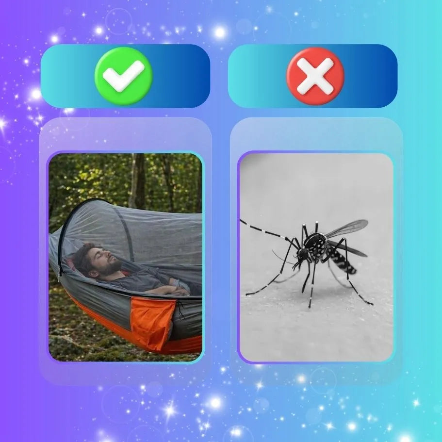 Keliautojo hamakas su tinkleliu nuo uodų