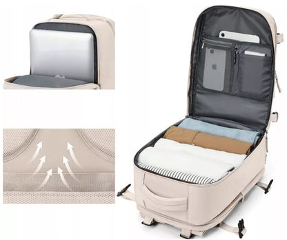 Kelioninė kuprinė 40×25×20, USB, vandeniui atspari, rankinis bagažas Ryanair/Wizzair