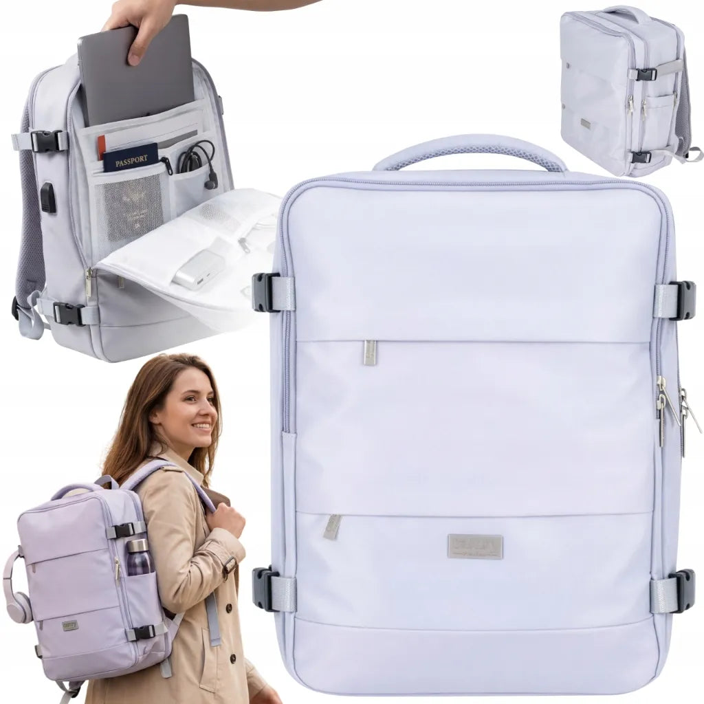 Kelioninė kuprinė 40x30x20cm, rankinis bagažas lėktuvui, USB, tinka Wizzair