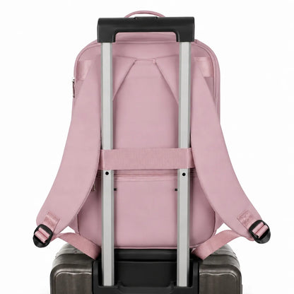 Kelioninė kuprinė į lėktuvą 40x26x20 cm – patikimas rankinis bagažas Ryanair ir Wizz Air skrydžiams, rožinė