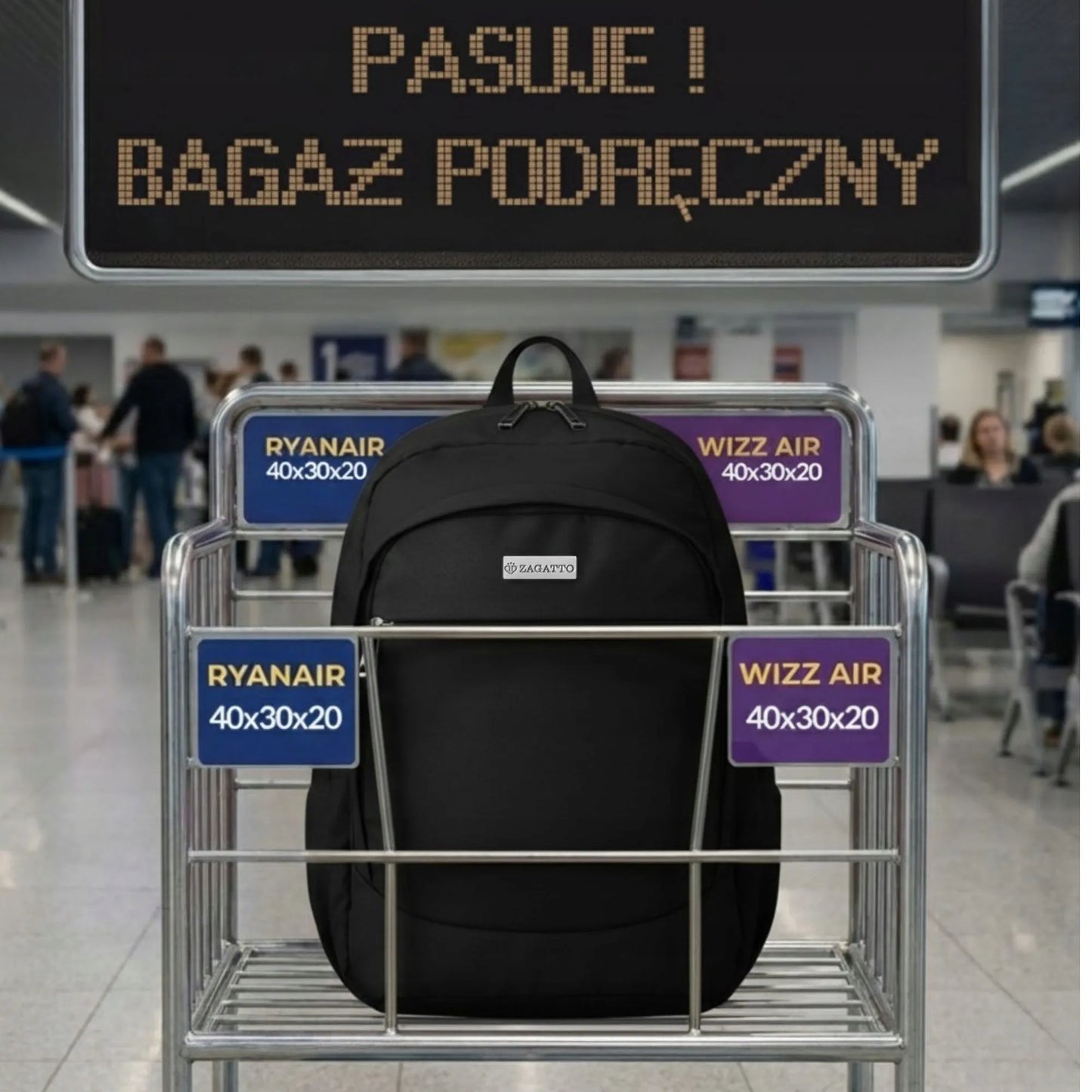 Kelioninė kuprinė skrydžiams RYANAIR WIZZAIR 40x20x25 nemokamas bagažas ZAGATTO