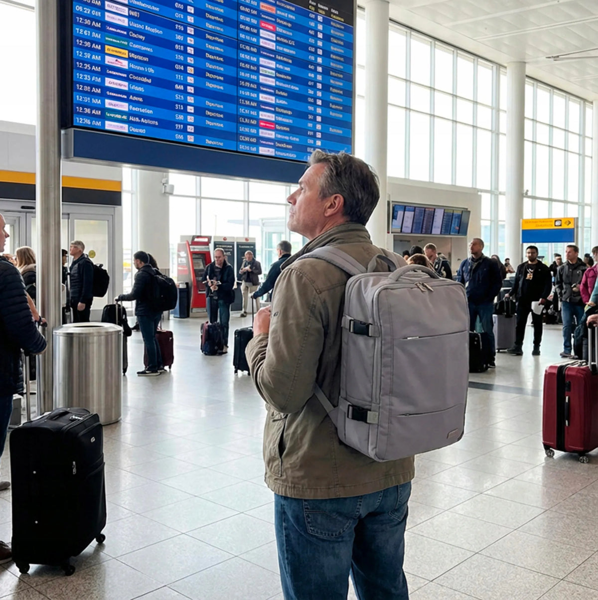 Kelioninė kuprinė su USB lizdu Lagaminas rankiniam bagažui Ryanair Wizzair 40x30x20cm