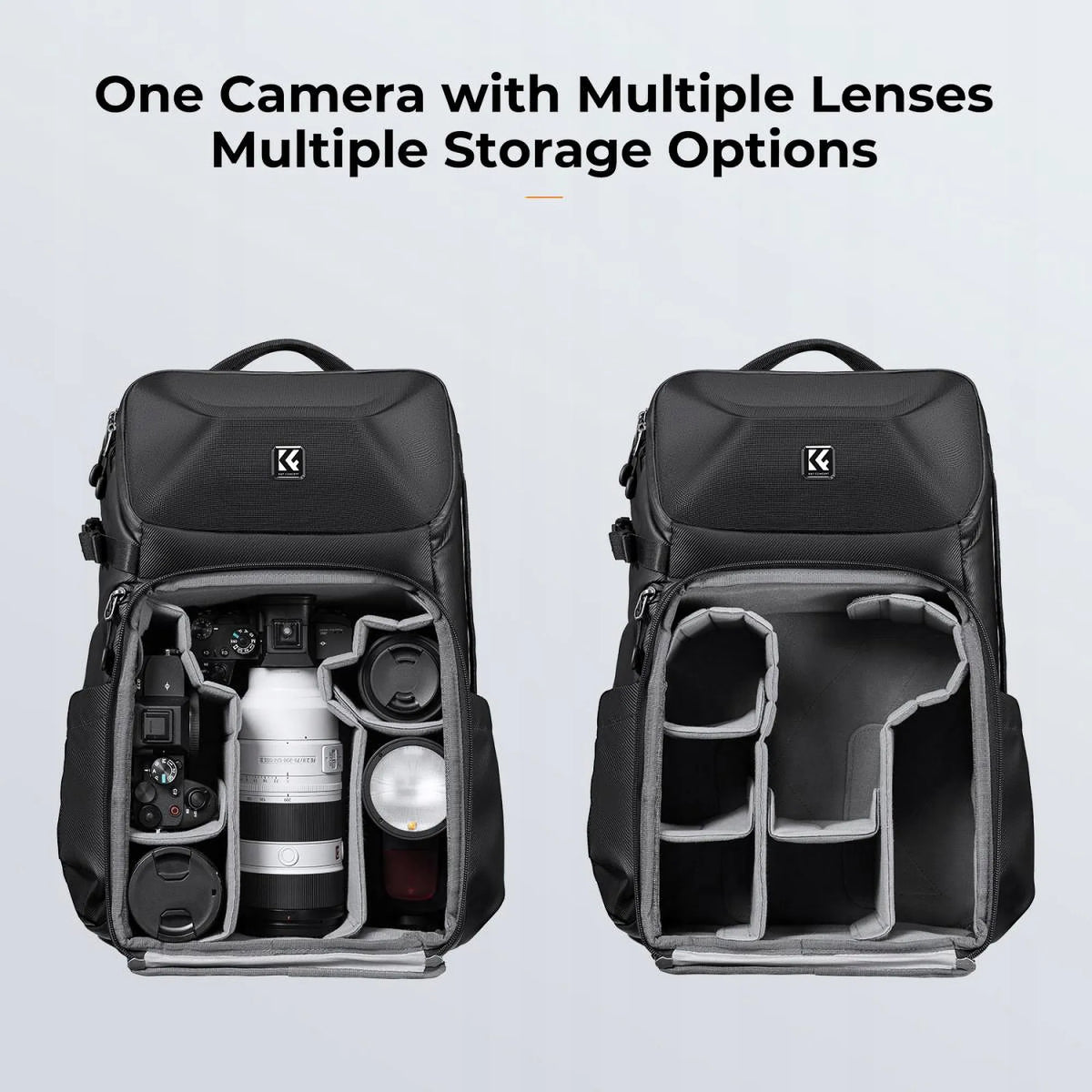 „K&F Concept“ fotografijos kuprinė „Beta Photography 20L“ fotoaparatui ir nešiojamajam kompiuteriui, su lietaus uždangalu