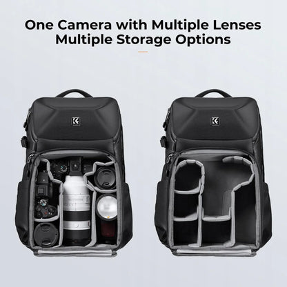 „K&F Concept“ fotografijos kuprinė „Beta Photography 20L“ fotoaparatui ir nešiojamajam kompiuteriui, su lietaus uždangalu
