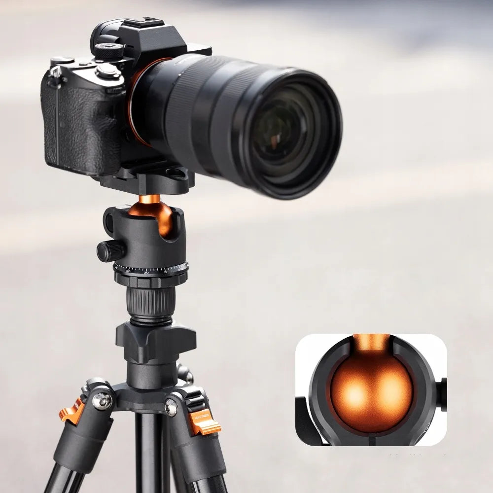 K&F Concept fotografinis trikojis su 3D galvute ir telefono laikikliu