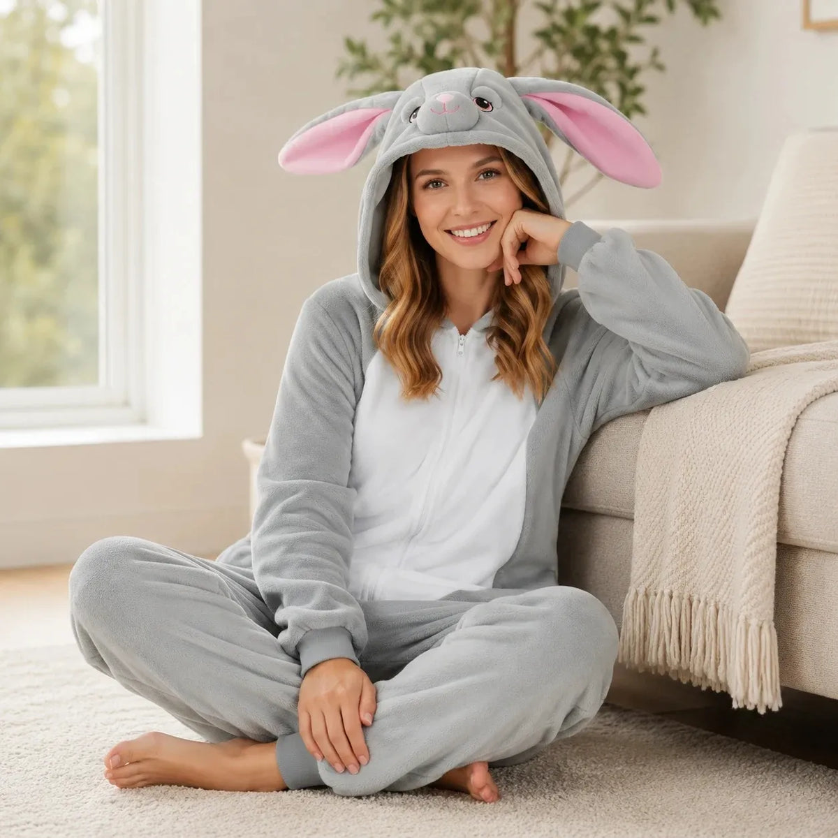 Kigurumi pižama „Szary Królik“, L dydis, 165–175 cm