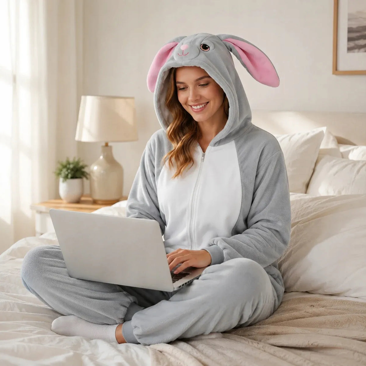 Kigurumi pižama „Szary Królik“, L dydis, 165–175 cm