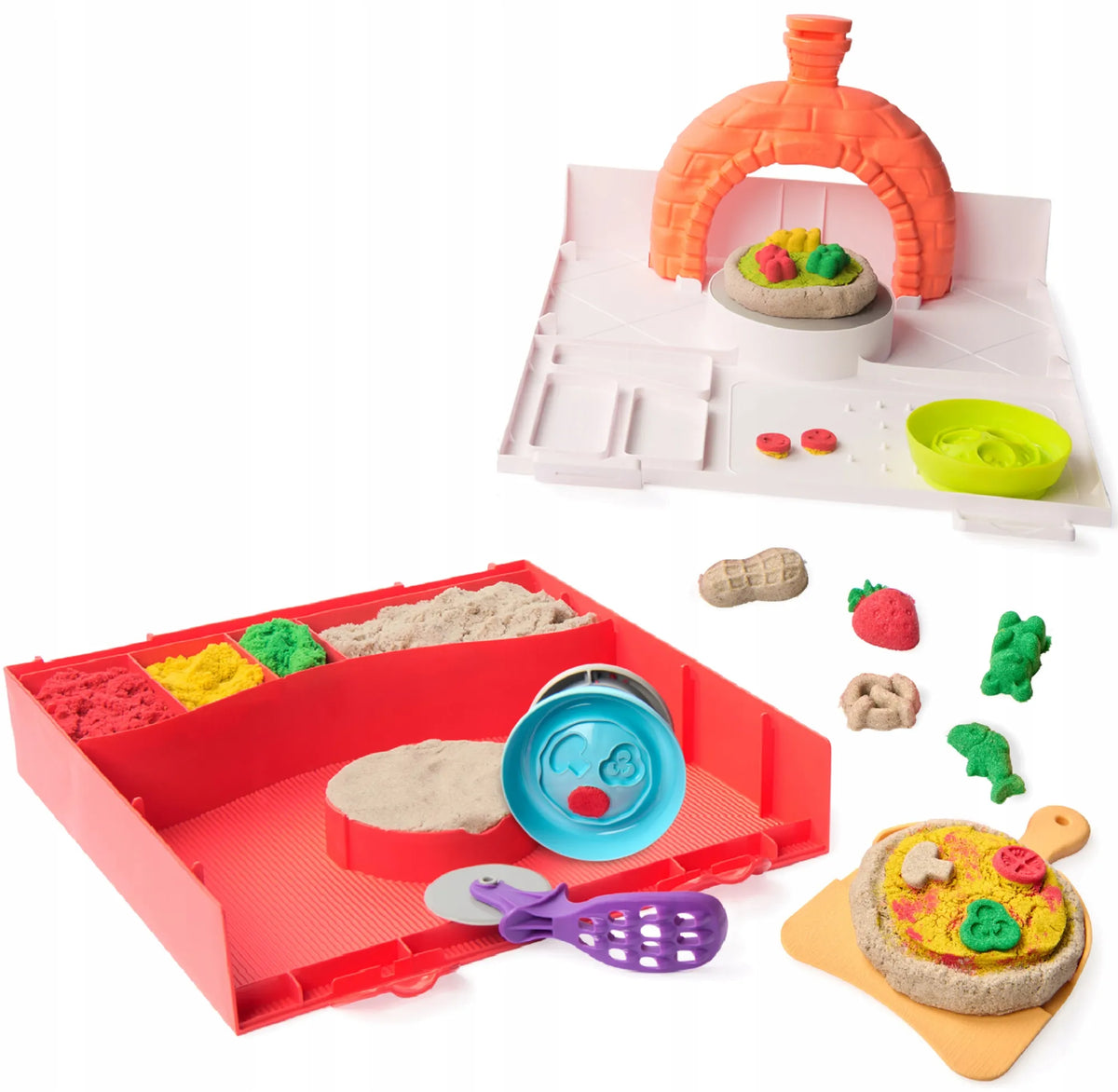 Kinetinis smėlis „SquishPizza“ – auganti pica, kūrybinis rinkinys, 450 g