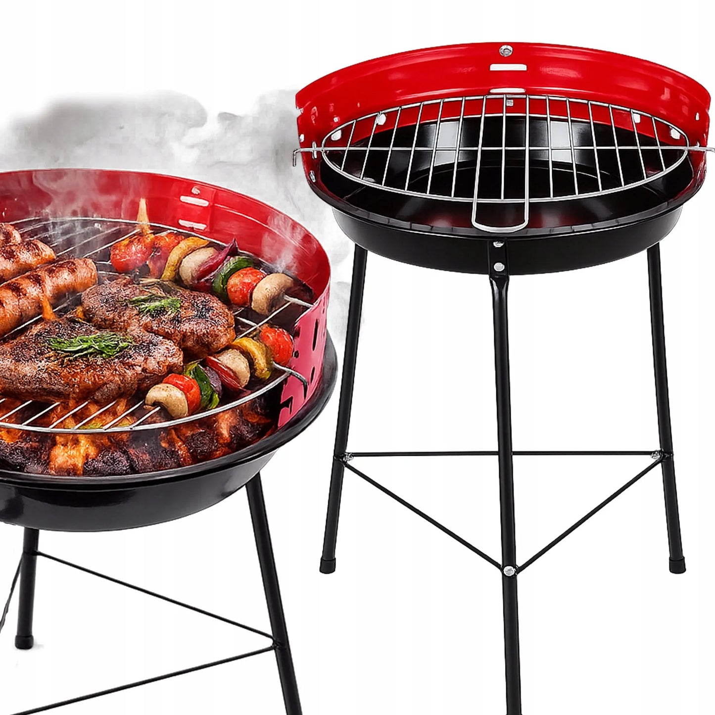 Klasikinis apvalus anglies sodo grilis 35 cm BBQ grotelės tvirtas