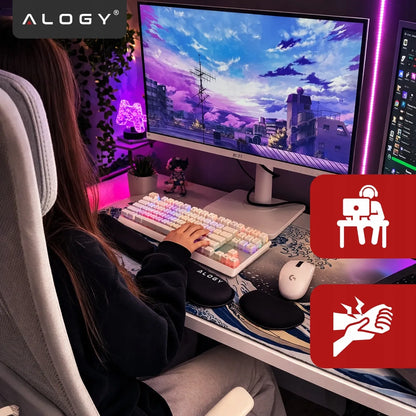 Klaviatūros ir riešo atrama, pelės kilimėlis, atminties putos, rinkinys 2 viename