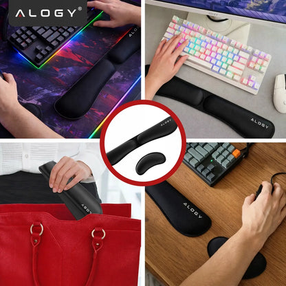 Klaviatūros ir riešo atrama, pelės kilimėlis, atminties putos, rinkinys 2 viename