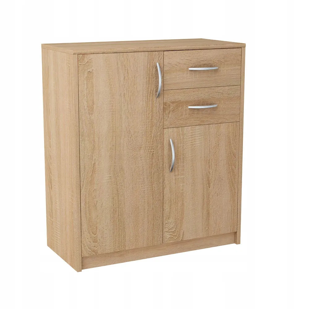 Komoda su stalčiais 74cm, 2D2S, spintelė svetainei, ąžuolo sonoma spalvos