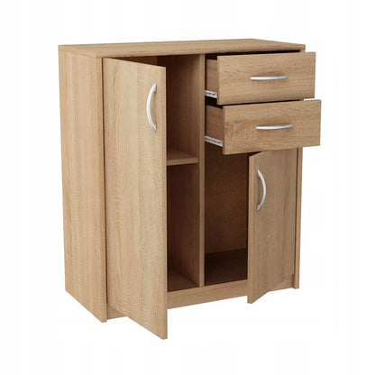 Komoda su stalčiais 74cm, 2D2S, spintelė svetainei, ąžuolo sonoma spalvos