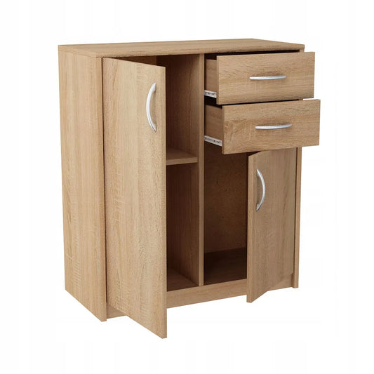 Komoda su stalčiais 74cm, 2D2S, spintelė svetainei, ąžuolo sonoma spalvos