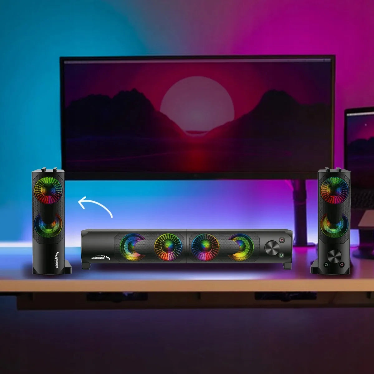 Kompiuterinės kolonėlės PC nešiojamam kompiuteriui 2-in-1