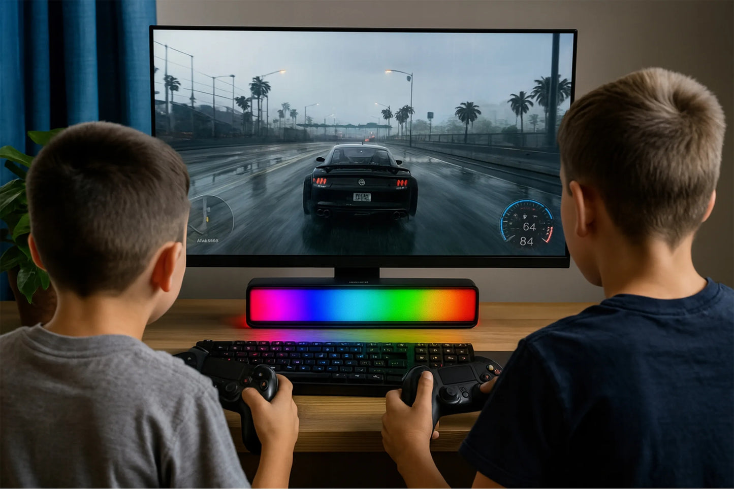 Kompiuterio garsiakalbiai 2.0 BLOW žaidimų garso juosta LED RGB spalvos USB 5V