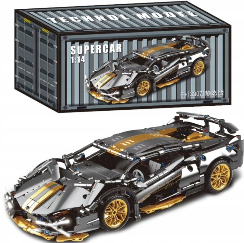 Konstrukcinis rinkinys Lamborghini sportinis automobilis, 3307 detalės, juodas modelis, dovana vaikui