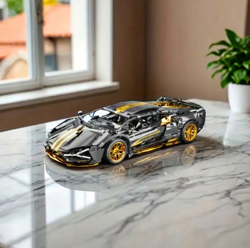 Konstrukcinis rinkinys Lamborghini sportinis automobilis, 3307 detalės, juodas modelis, dovana vaikui