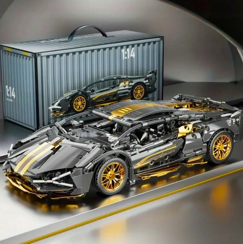Konstrukcinis rinkinys Lamborghini sportinis automobilis, 3307 detalės, juodas modelis, dovana vaikui