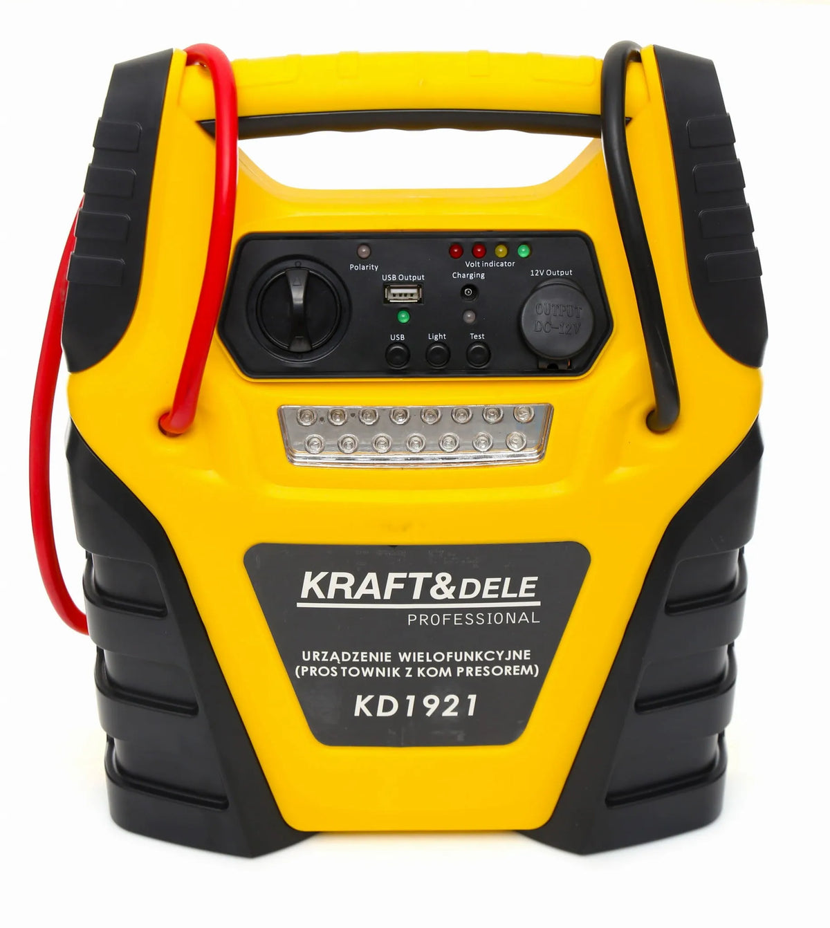 „Kraft&Dele KD1921“ 5 viename užvedimo įrenginys su kompresoriumi ir žibintuvėliu
