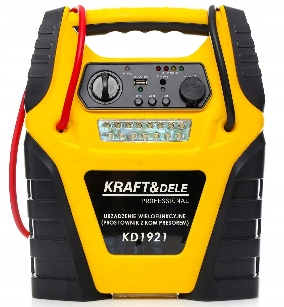 „Kraft&Dele KD1921“ 5 viename užvedimo įrenginys su kompresoriumi ir žibintuvėliu