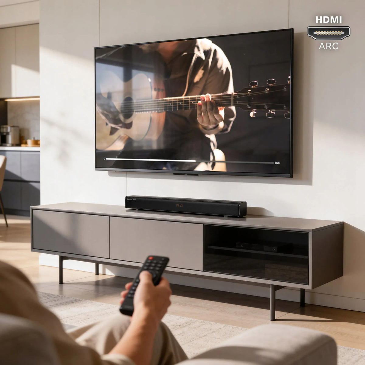 Kruger&Matz Universe 2.1 garso juosta su HDMI (ARC), USB, AUX ir Bluetooth 5.0