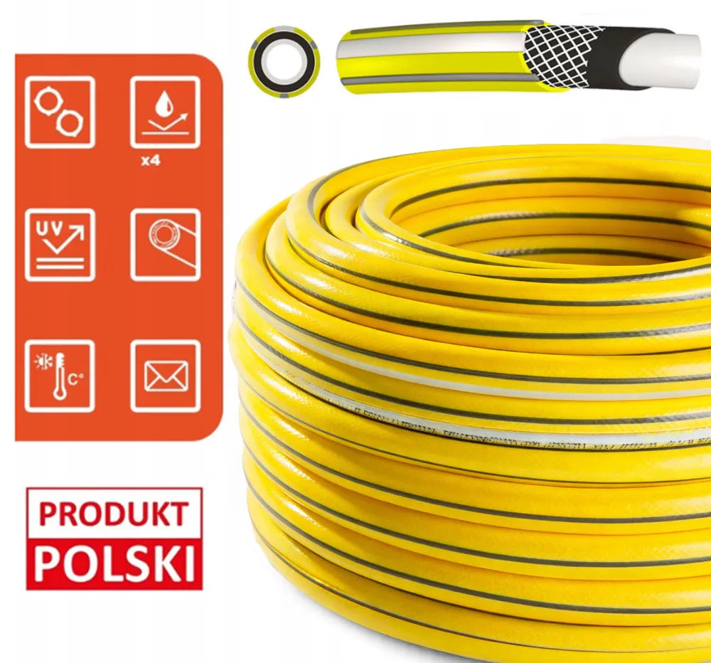KUGOgarden sodo žarna 3/4" 30m, 4 sluoksnių, Premium komplektas su pistoletu Bradas