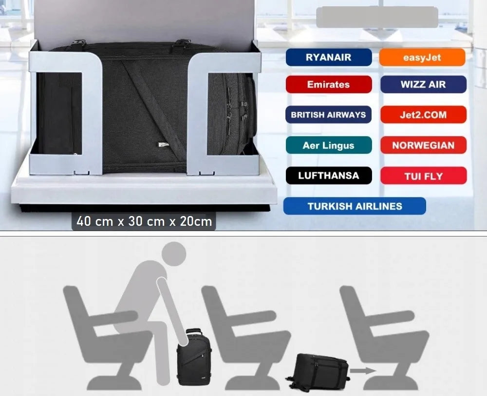 Kuprinė rankiniam bagažui RYANAIR 40x30x20 kabininė stilinga lengva Expander