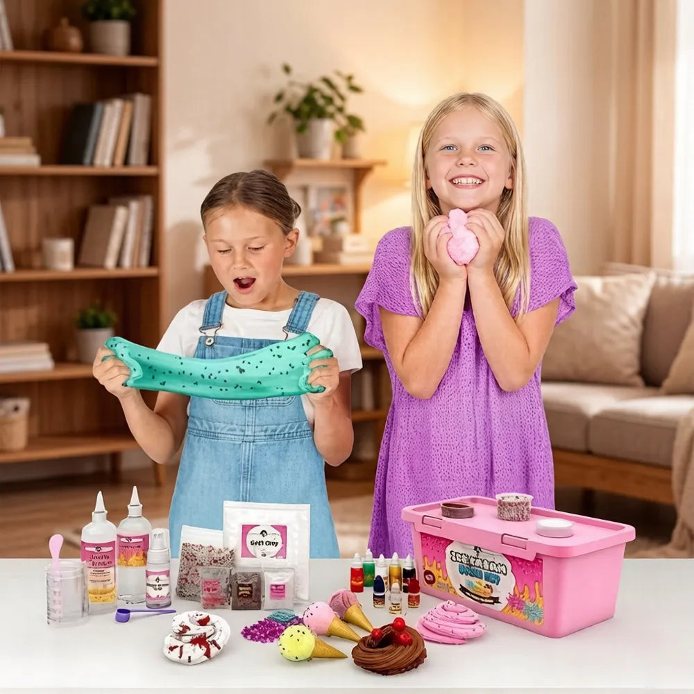 Kūrybinis „slime“ gamybos rinkinys vaikams – ledų ir keksiukų fabrikas
