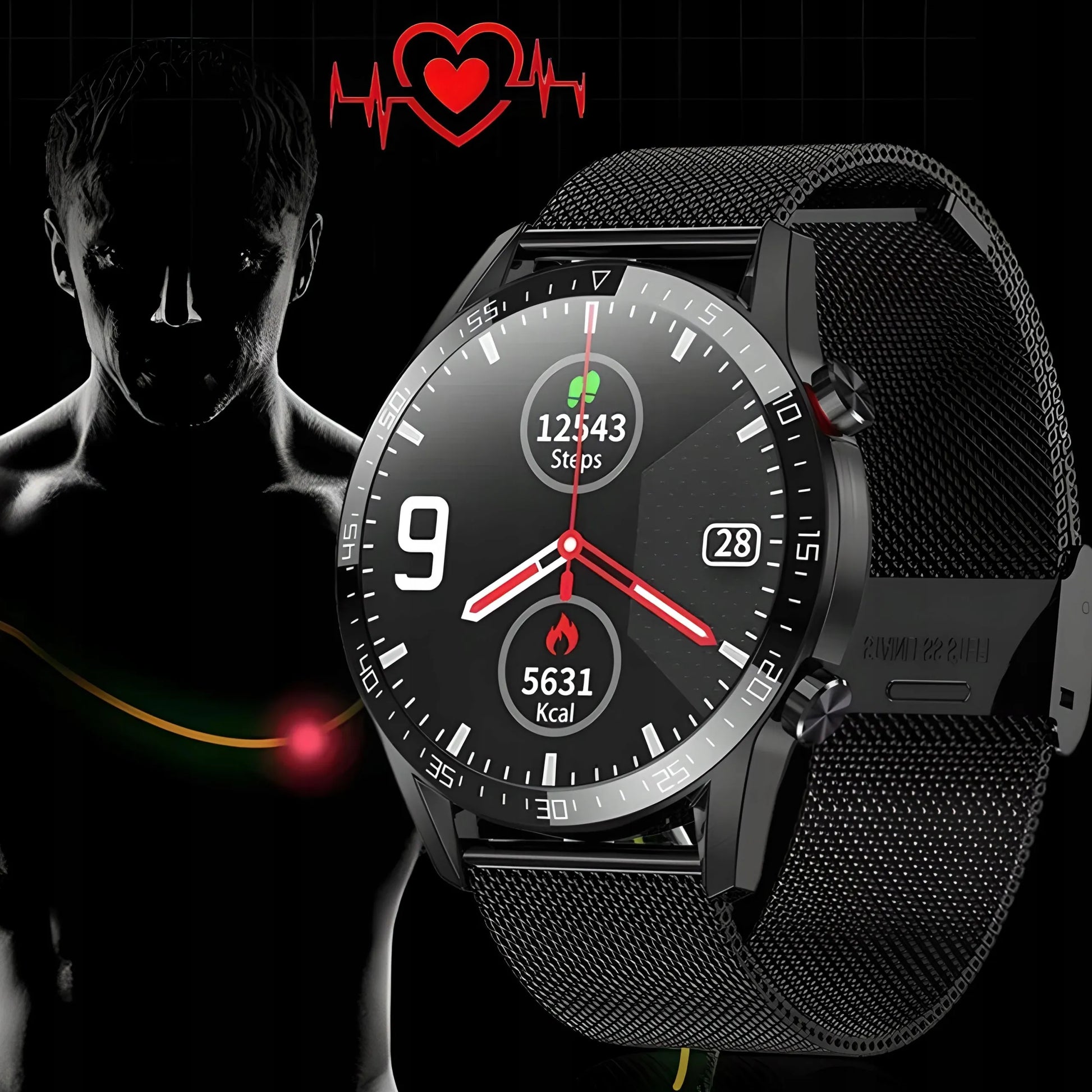 L13 Bluetooth išmanusis laikrodis su žingsniamačiu ir sveikatos stebėjimu, skirtas Android ir iOS