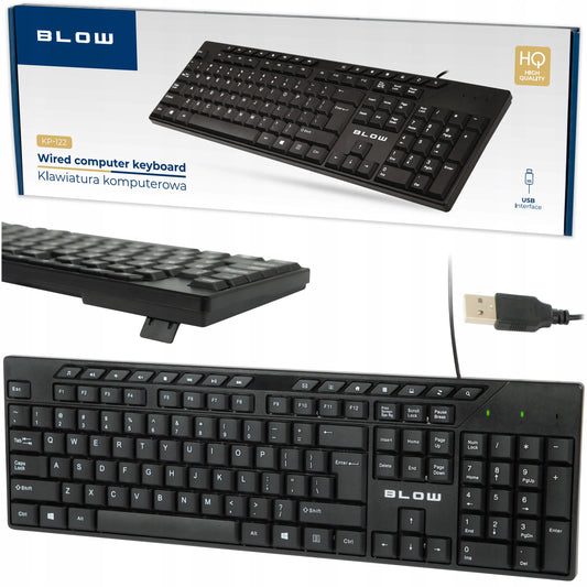 Laidinė USB QWERTY membraninė skaičių klaviatūra 1,5m biurui ir kompiuteriui