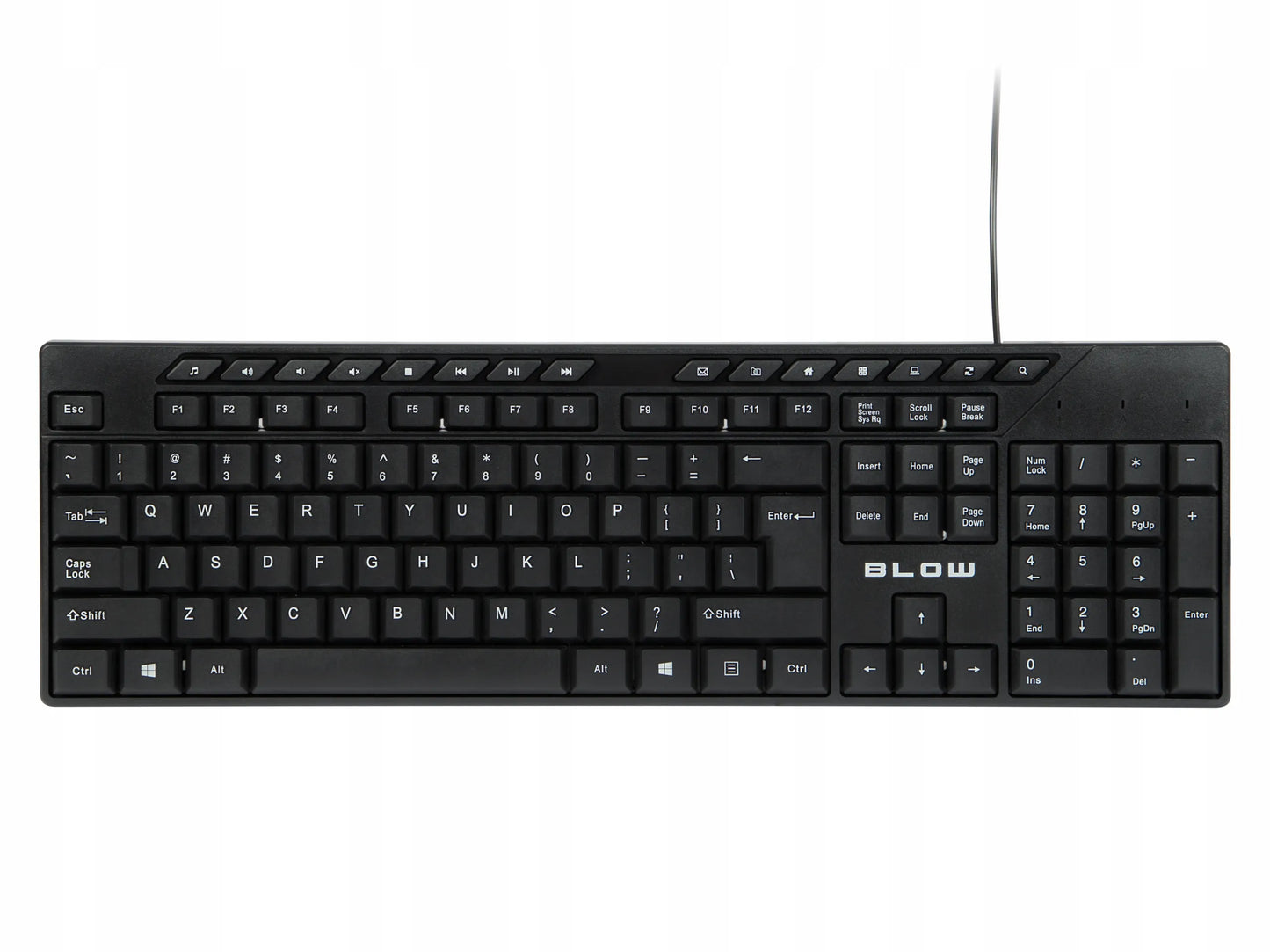 Laidinė USB QWERTY membraninė skaičių klaviatūra 1,5m biurui ir kompiuteriui