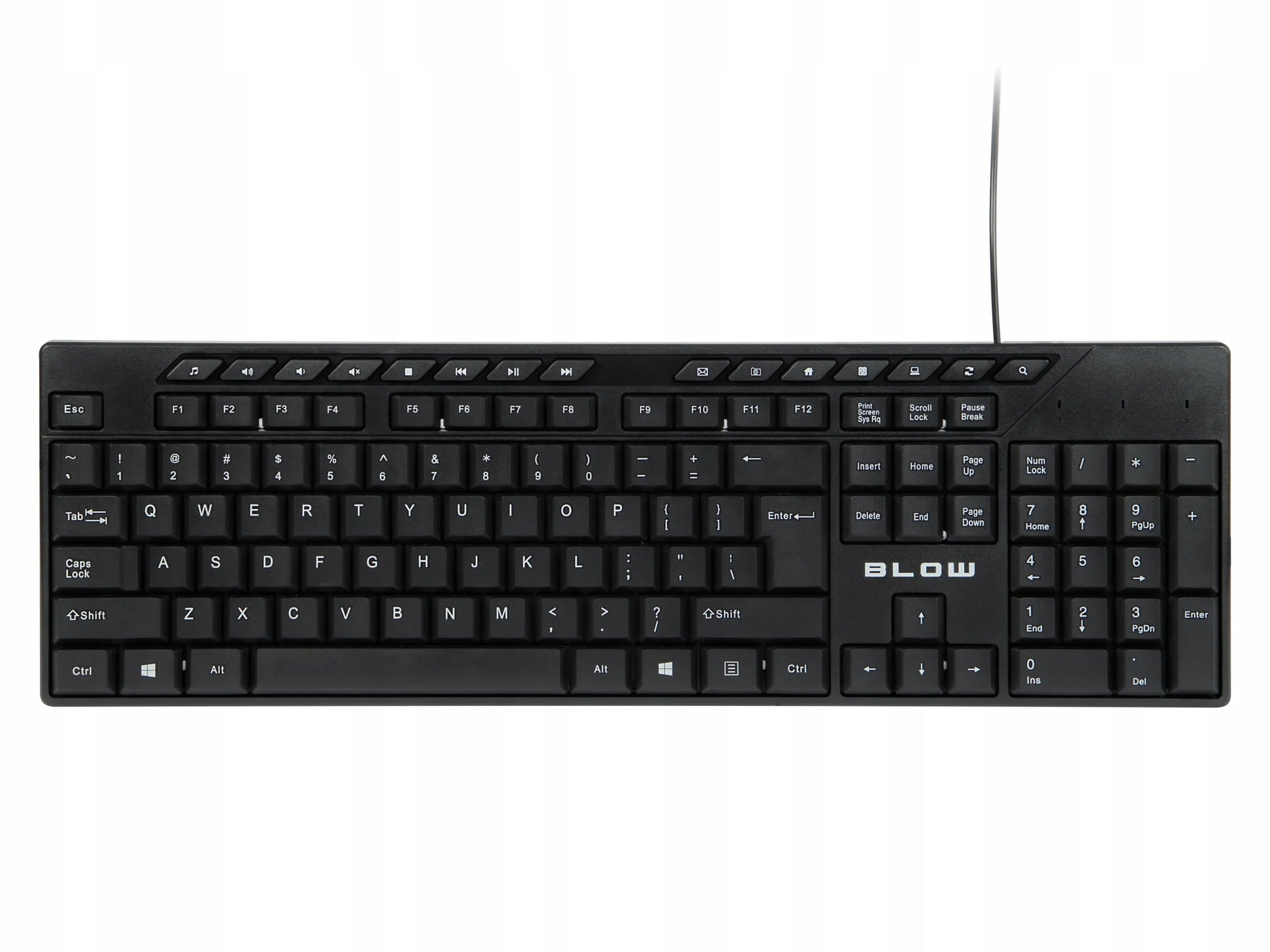 Laidinė USB QWERTY membraninė skaičių klaviatūra 1,5m biurui ir kompiuteriui