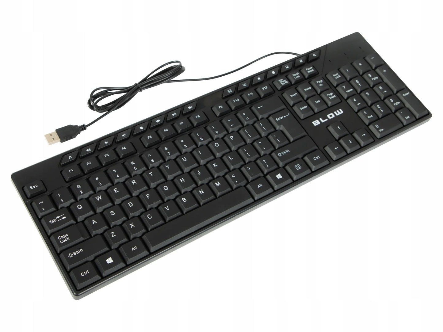 Laidinė USB QWERTY membraninė skaičių klaviatūra 1,5m biurui ir kompiuteriui