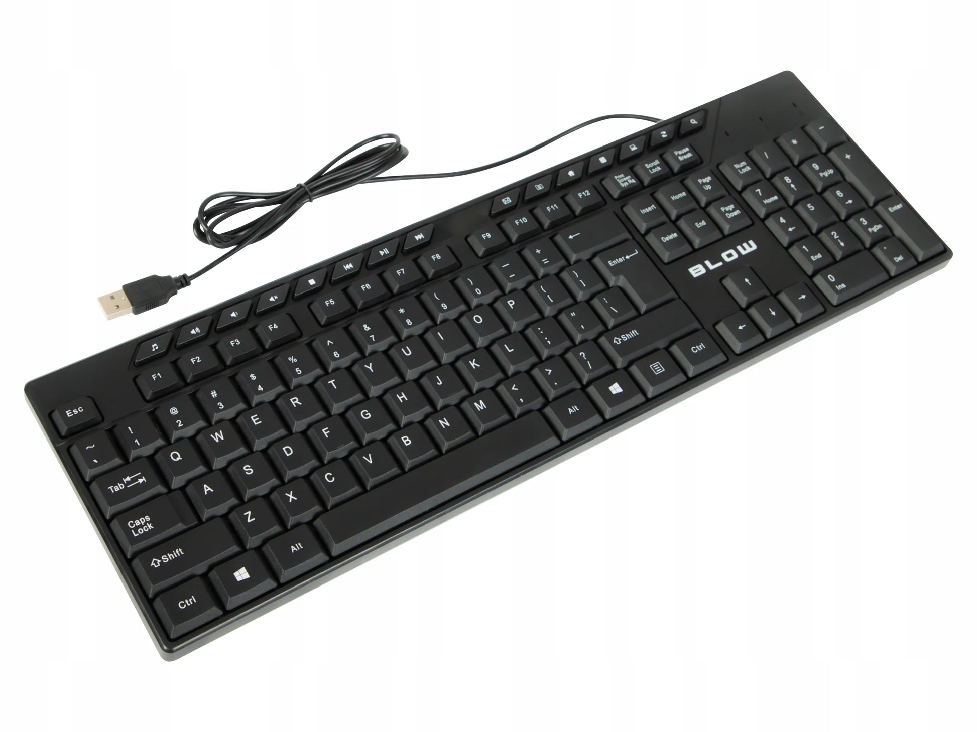 Laidinė USB QWERTY membraninė skaičių klaviatūra 1,5m biurui ir kompiuteriui