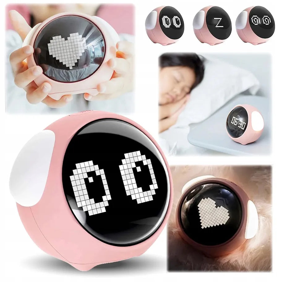 Laikrodis žadintuvas naktinė LED lempa vaikams Emoji