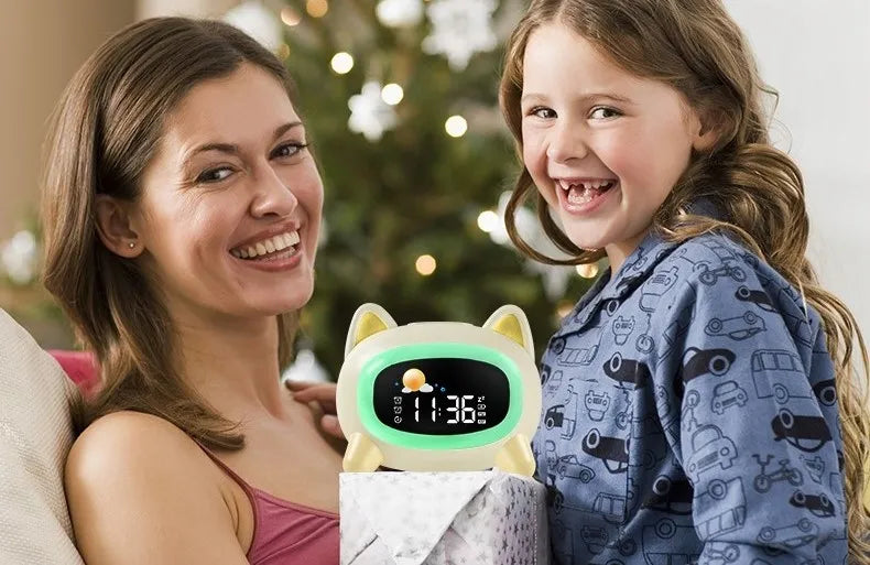 Laikrodis žadintuvas naktinė LED lempa vaikams Šuniukas