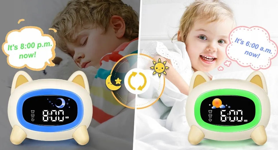 Laikrodis žadintuvas naktinė LED lempa vaikams Šuniukas