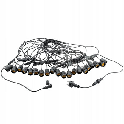 Lauko sodo girlianda, šviesų grandinė, LED laidas, 20m, 20x E27