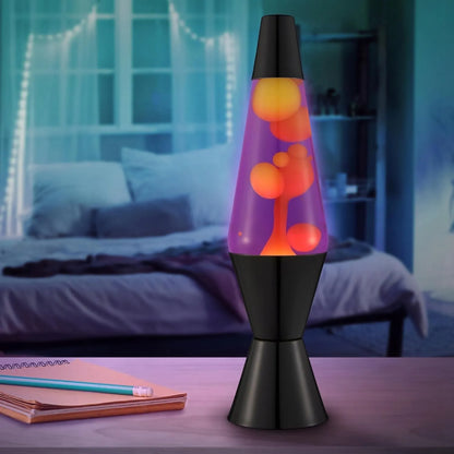 Lava magma lempa, violetinė-oranžinė naktinė lempa, vaško retro stiliaus 37 cm nuotaikingas apšvietimas
