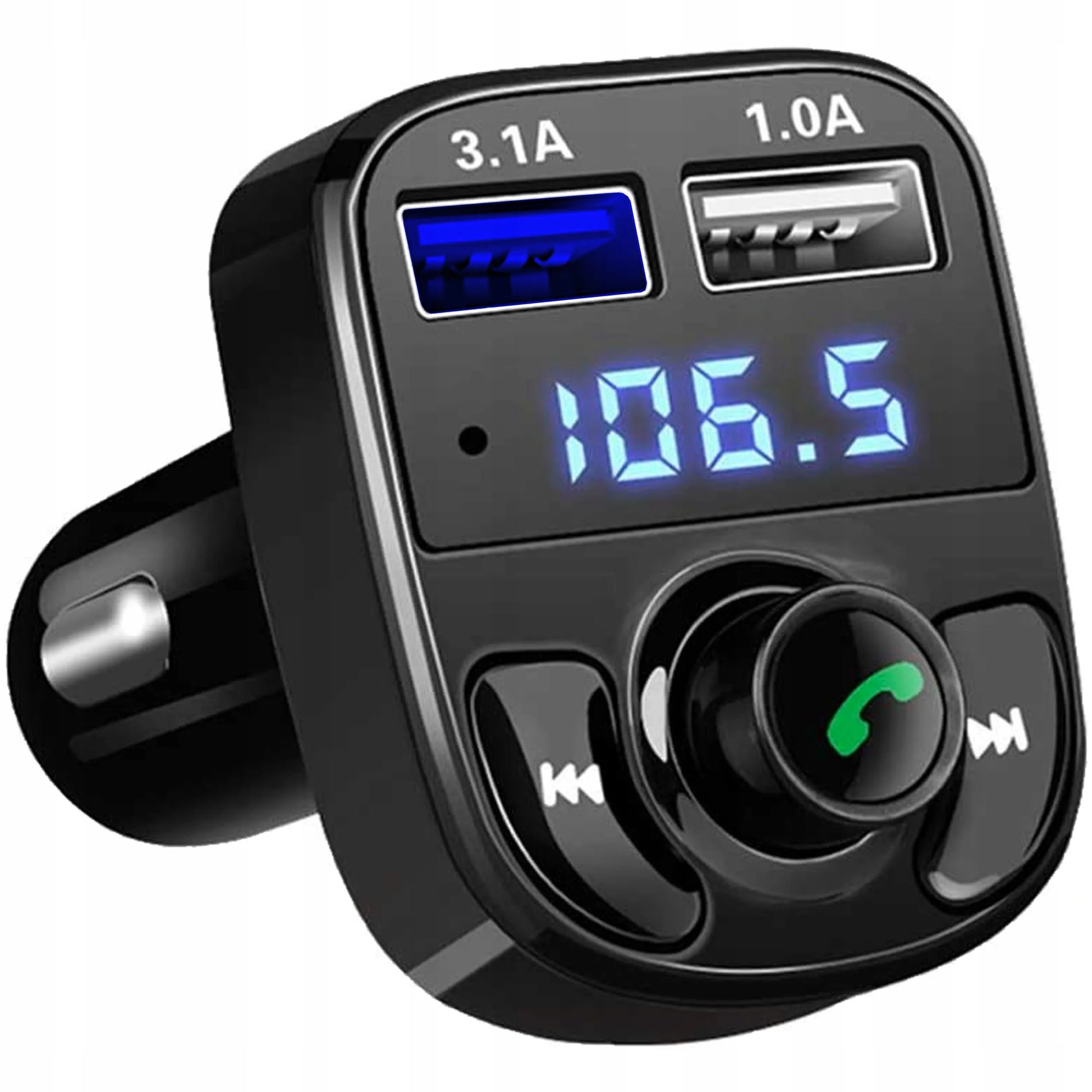 LAZYhome TRANSMITER FM DUAL 2xUSB X8 „Bluetooth“ FM MP3 SD įkroviklis su laisvų rankų įranga