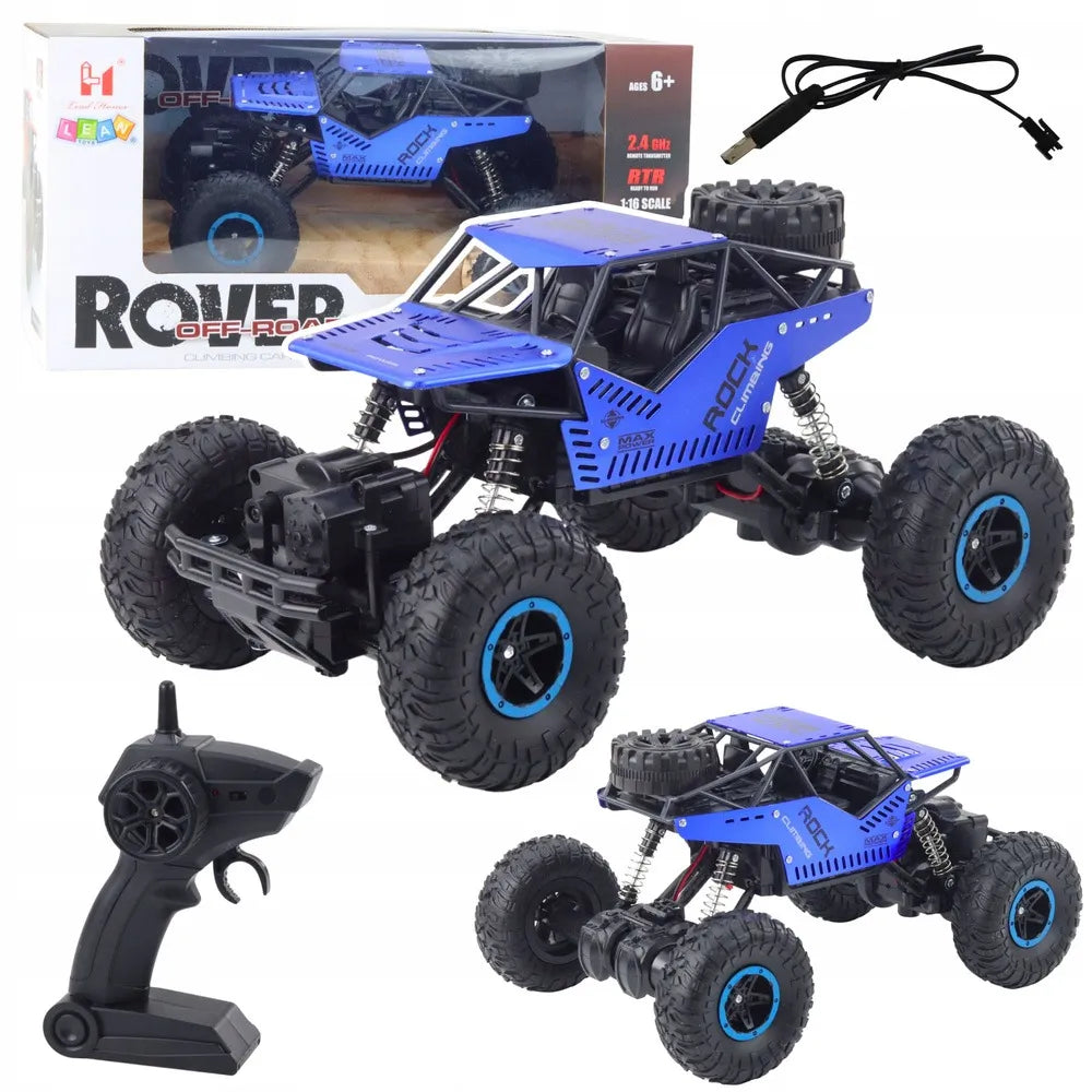 LEAN Toys nuotoliniu būdu valdomas mėlynas RC visureigis, 2,4 GHz, 1:18