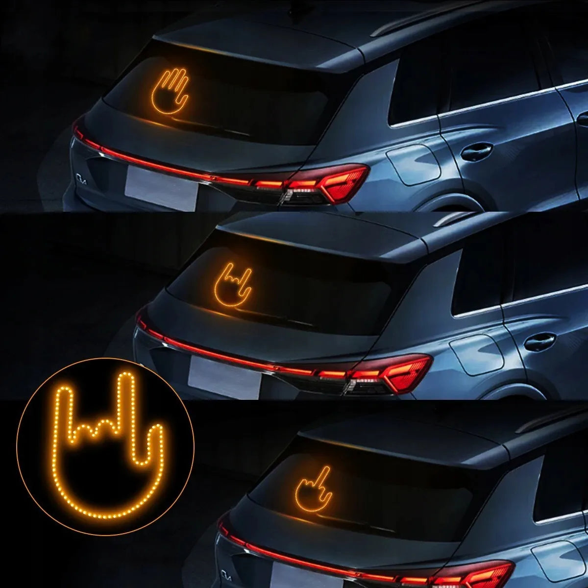 LED automobilio galinio stiklo gestų ekranas (su nuotoliniu pultu)