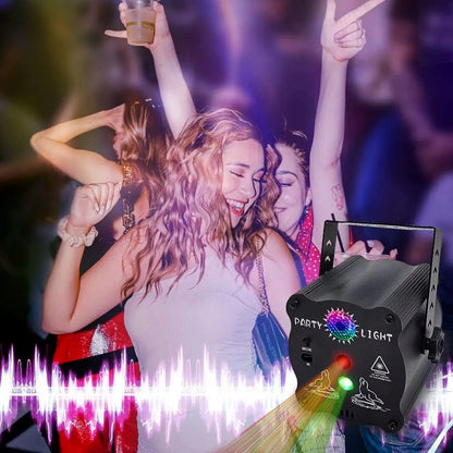 LED lazerinis projektorius USB diskotekų šviesos efektas 60 raštų