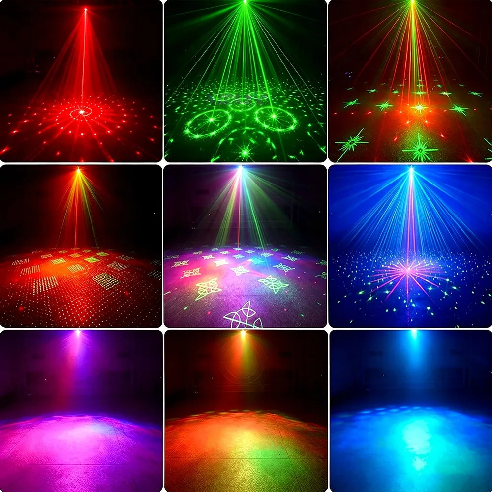 LED lazerinis projektorius USB diskotekų šviesos efektas 60 raštų