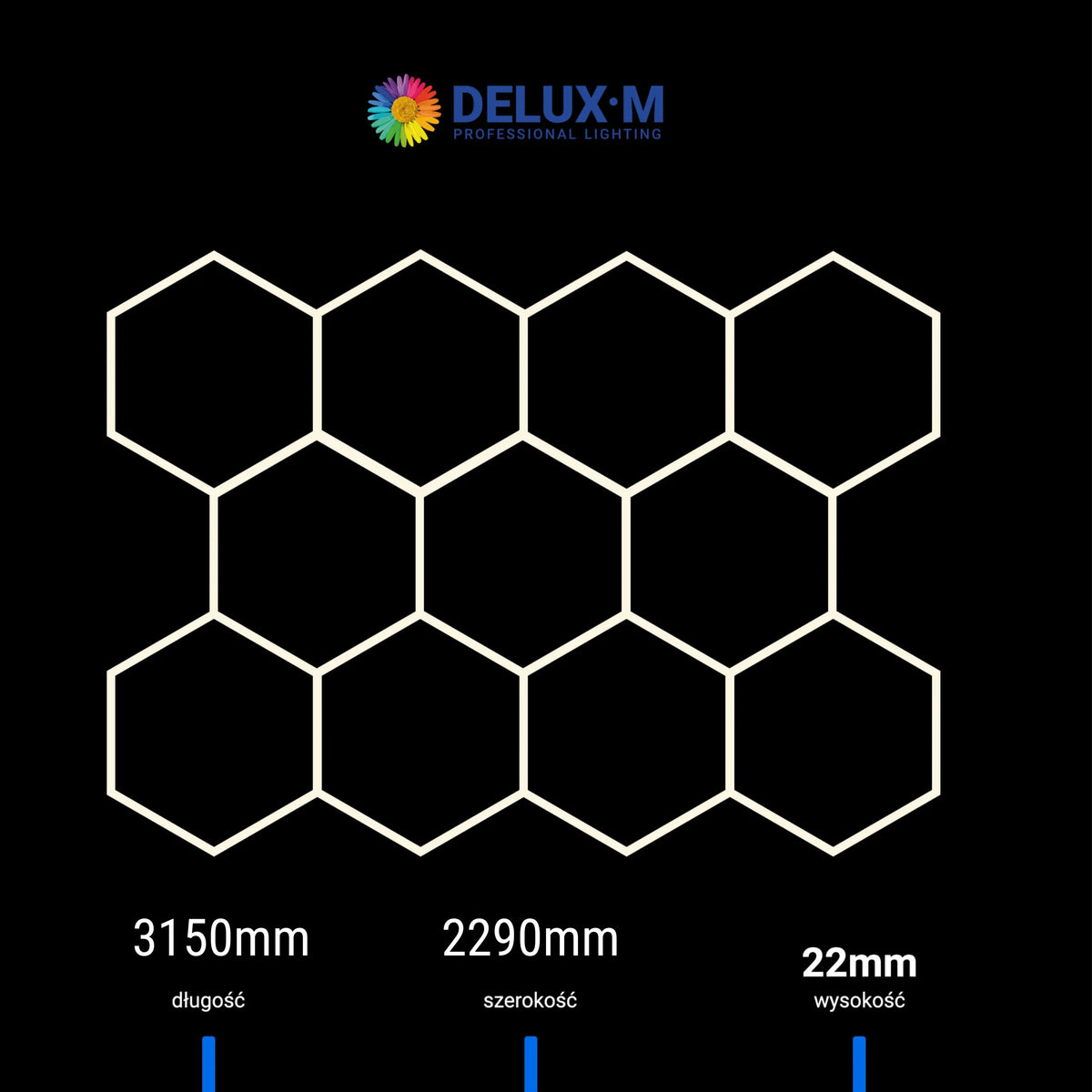 LED lubinis šviestuvas Hexagon 315*229cm 6500K garažui ir namams